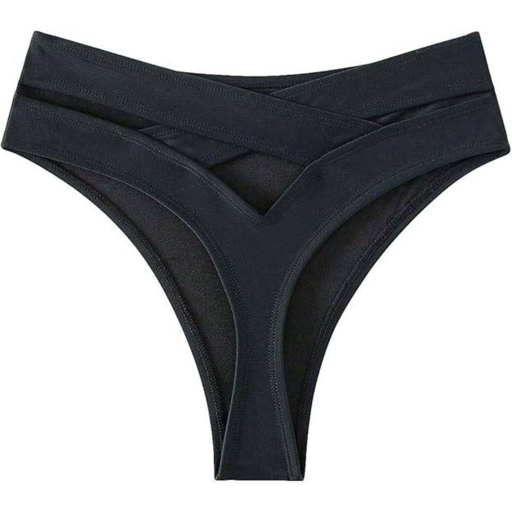 SOLY HUX Women's XL Black Criss Cross Cut Out Back Bikini Bottoms Swimsuit